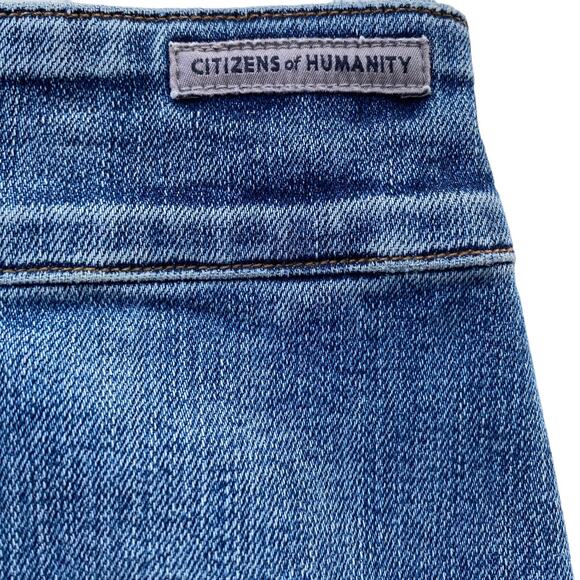 New Citizens of Humanity Denim Bleach Splatter Destroyed Pencil Jean Skirt 27 - Picture 12 of 14